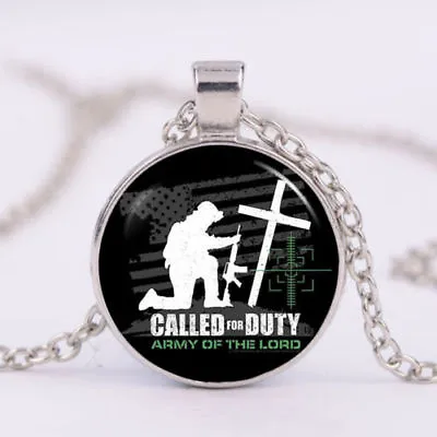 VET MILITARY ARMY MARINE CROSS MEMORIAL Pendant Silver 20  Necklace Men Women • $19.86