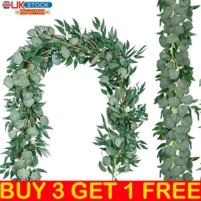2M Artificial Fake Eucalyptus Willow Garland Leaf Vine Ivy Leaves Wedding Xmas • £3.99