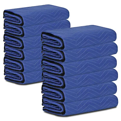 12 Pack 80  X 72   Moving Blankets Pro Economy Blue Shipping Furniture Pads • $57.58