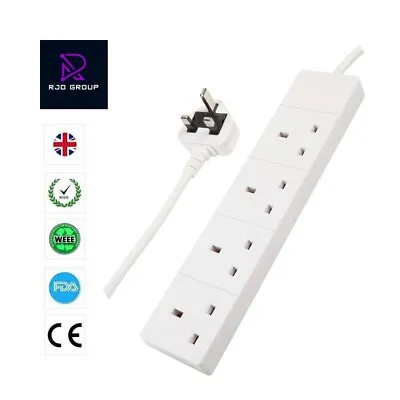 £12.49 • Buy Extension Lead Cable Plug Socket Electric Mains Power 4 &6 Gang Way 1M/2M/3M/5M