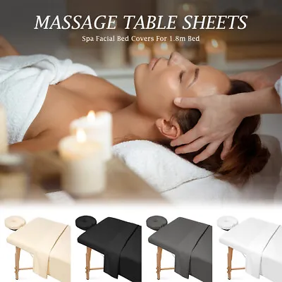 Microfiber Massage Table Sheet 3pcs Set Plain Fitted Facial Bed Covers 6 FT Bed • $19.54