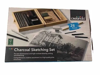 Crelando Charcoal Art Drawing And Sketching Set With Wooden Box 26 Piece Set  • £12