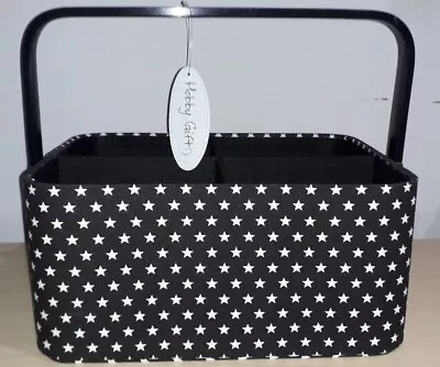 BNWT Hobby Gift Black/White Stars Design  Fabric Covered Craft Caddy Desk Tidy • £21.49