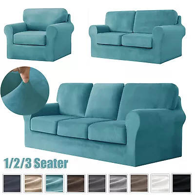 1/2/3 Seater Velvet Stretch Sofa Covers Armchair Loveseat Settee Slipcover • $59.99