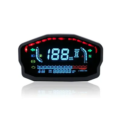 $60.64 • Buy LCD Digital Motorcycle Speedometer Tachometer Cafe Racer Moto Odometer Km/h MPH