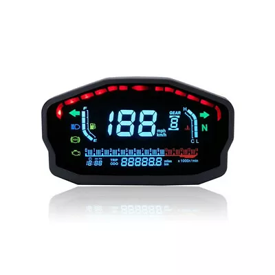 LCD Digital Motorcycle Speedometer Tachometer Cafe Racer Moto Odometer Km/h MPH • $56.01