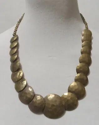 Vintage Brass Disc Beaded Necklace • $20