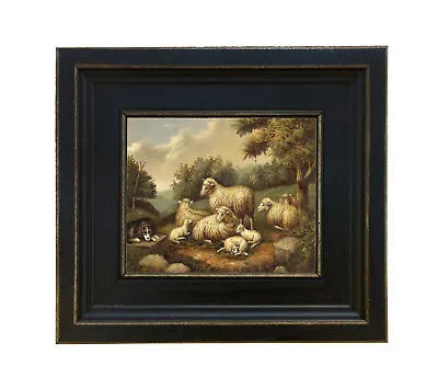 Sheep In Landscape Vintage Antique Farmhouse Style Painting Print Canvas Framed • $54.75