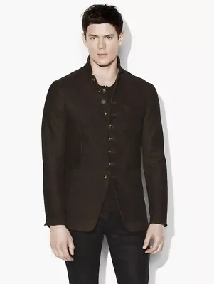 John Varvatos Men's 100% Sheep Skin Multi Button Cutaway Jacket Size 44 XS $2498 • $1200