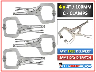 4 Piece 4  Mini Welding C Clamps Mole Vice Grip Locking Pliers Sheet Metal New B • £10.49