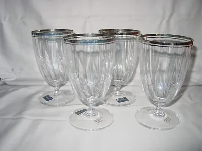 Set Of 4 - MIKASA - Iced Tea Glasses - Stephanie Platinum - 6 In - Crystal • $44.95