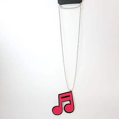 Musical Note Hot Pink Golden Chain Pendant Necklace For Music Lovers • £5.99