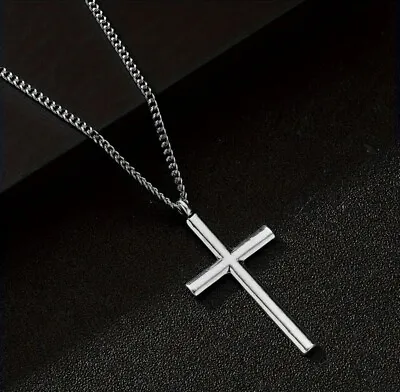 Mens  Necklace  Cross Pendant Jesus Chain Crucifix Boys Girls Woman’s • £4.50