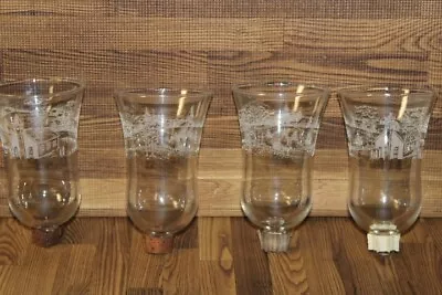 Homco Peg Votive Candle Holder Etched Winter Sleigh Ride Church Set Of 4 • $21.99