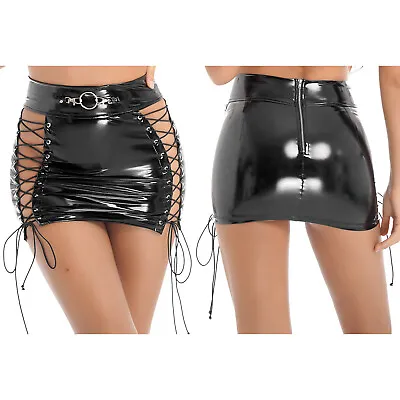 US Sexy Women Mini Skirt Shiny Short Leather Bodycon Night Clubwear Party Micro • $11.95