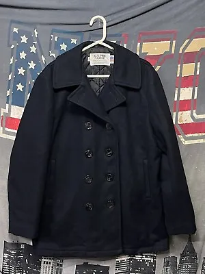 Vintage Schott N.Y.C. U.S. 740N Pea Jacket Black Wool USA Made • $106.50