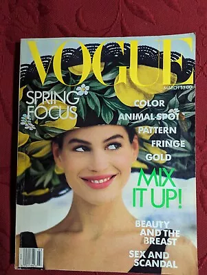 Vogue Magazine March 1989 Carre' Otis Spring Focus Very Good • $15