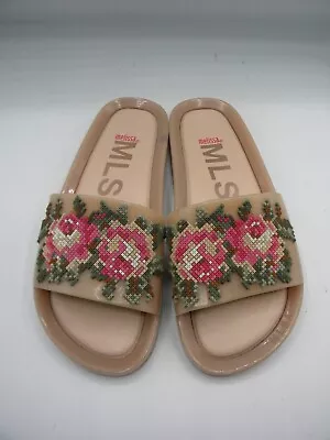 Melissa MLSA Rose Floral Jelly Beach Pool Slide Sandal Size EU 38 US 7 • $39