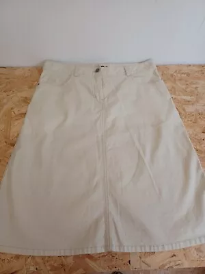 H&M LOGG Skirt Size Euro 40 Medium Cream Retro Classic Preppy Chic Office • £9.49