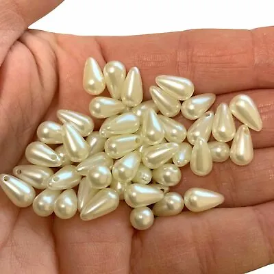 £1.95 • Buy Teardrop Beads  Faux Pearl, White, Ivory, Black,  Wedding Sewing 10 X 6mm P9