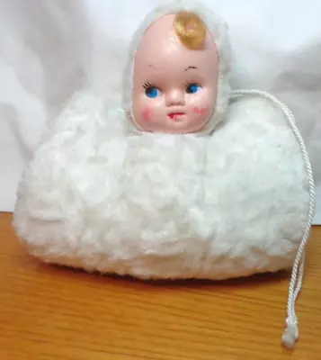 Vintage Girl Child Muff With Doll Head Faux White Fur Cute!! • $12.99