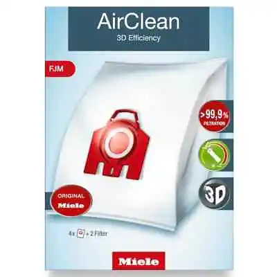 New Miele FJM Vacuum Bags 3D AirClean 4 HEPA Bags & 2 Filters Per Box • $22.99