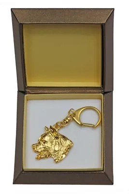 Amstaff Type 2 - Gold Covered Keyring With Image Of A Dog In Box Art Dog AU • $127.11