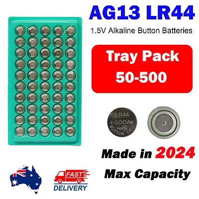20-500 Pack LR44 Battery AG13 A76 Button Cell Batteries Tray Pack Batteries 2024 • $2.49