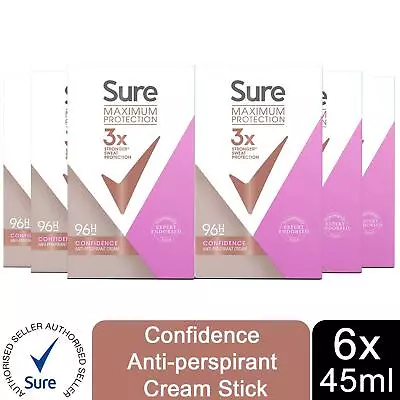 £21.99 • Buy Sure Women Maximum Protection Confidence Anti-Perspirant Cream, 6 Pack, 45ml