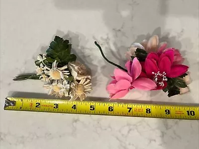 Vintage Lot Of 2 French Millinery Flowers Pink Bunch Daisy Bunch • $12