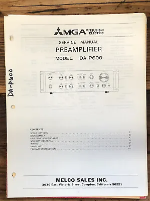 Mitsubishi DA-P600 Preamp / Preampifier  Service Manual *Original* • $29.97