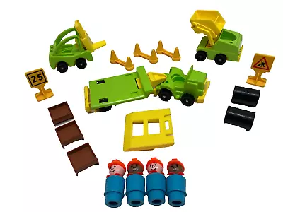 Vtg Fisher Price Little People Lift Load Lot Construction Vehicles Workers +More • $27.99