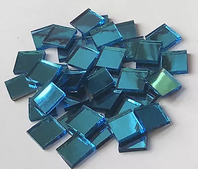 100 1/2  Blue Turquoise Mirror Mosaic Tiles Hand-cut (rare Color) • $6.75