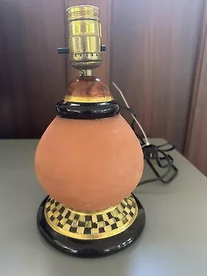 VTG Mackenzie Childs Lamp Courtly Check Terracotta Clay Lamp No Shade Stampd 24k • $499.99