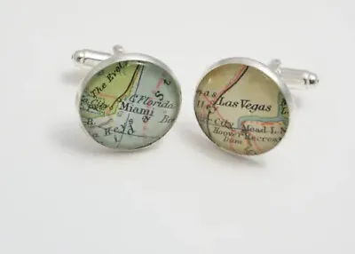 Personalised Cufflinks-Wedding Gift-Groom Gift-Map Cufflinks • £17.99