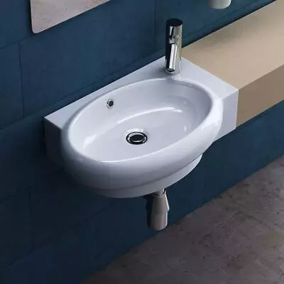 £43.95 • Buy Durovin Cloakroom Wash Basin Sink Ceramic Wall Hung Compact Small Vessel 420mm