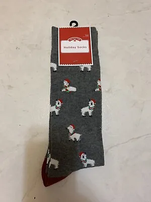 New Men Christmas Grey Lama Christmas  Holiday Socks (6-12) • $4.50