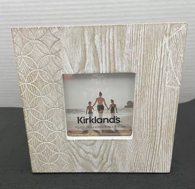 Kirkland's Tan Carved Wooden 8  X 8  Picture Frame Holds A 4  X 4  Photo New! • $10