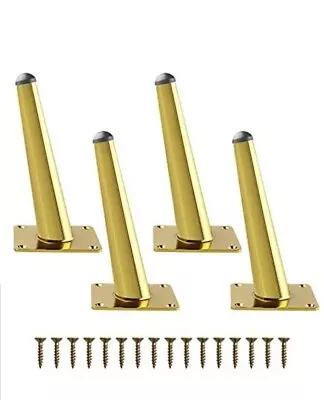 Gold Furniture Legs 6 Inch Oblique Conical Metal Sofa Legs Set Of 4 Mid-Centu... • $27.97