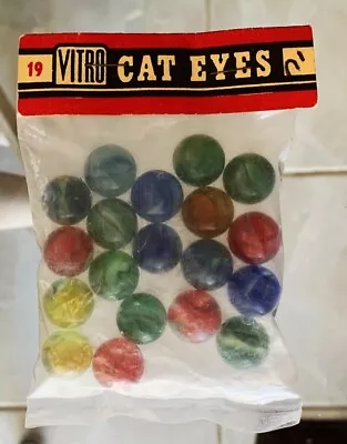 Vintage Vitro Cat Eyes Marbles In Original Bag • $9.99