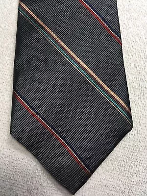 Rhoads Mens Tie Charcoal Gray With Green Pink Red Blue Stripes 3.25 X 57 • $14.91