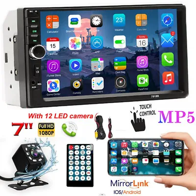 7in Double 2DIN Car Stereo Radio MP5 Touch Screen Bluetooth FM USB + Rear Camera • $36.99