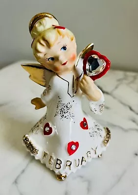 VTG 1957 VALENTINE Lefton Girl February HEART Angel Geo Z Japan Figurine Repair • $79.29
