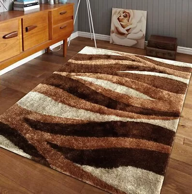Soft Pile Hand Tufted Shag Area Rug Small Size Beige • $56