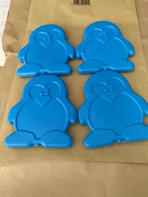 Set Of 4 Blue Ice Packs For Kids Lunch Boxes Penguin Shape Freezer Blocks. • £5