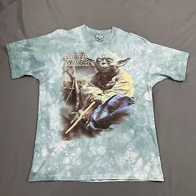 Vintage 1997 Star Wars: The Empire Strikes Back Liquid Blue Yoda Tie Dye Tee XL • $184.99