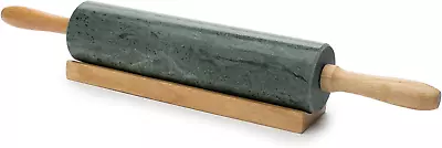 ROLLING PIN Base With Wooden Handles For Baking Cake Pastry Marble Green FOX RUN • $39.86