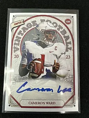 Cameron Ward 2023 Onyx Vintage Football On Card Rookie Auto Blue Ink • $13.99