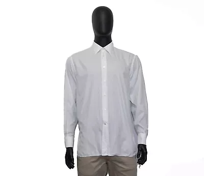 RRP650$ Men's ZILLI Dress Shirt 44 17.5 Cotton White AUTHENTIC Luxury Top • $139