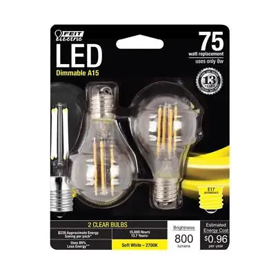 Feit Electric Acre A15 E17 (Intermediate) Filament LED Bulb Soft White 75 Watt E • $14.99